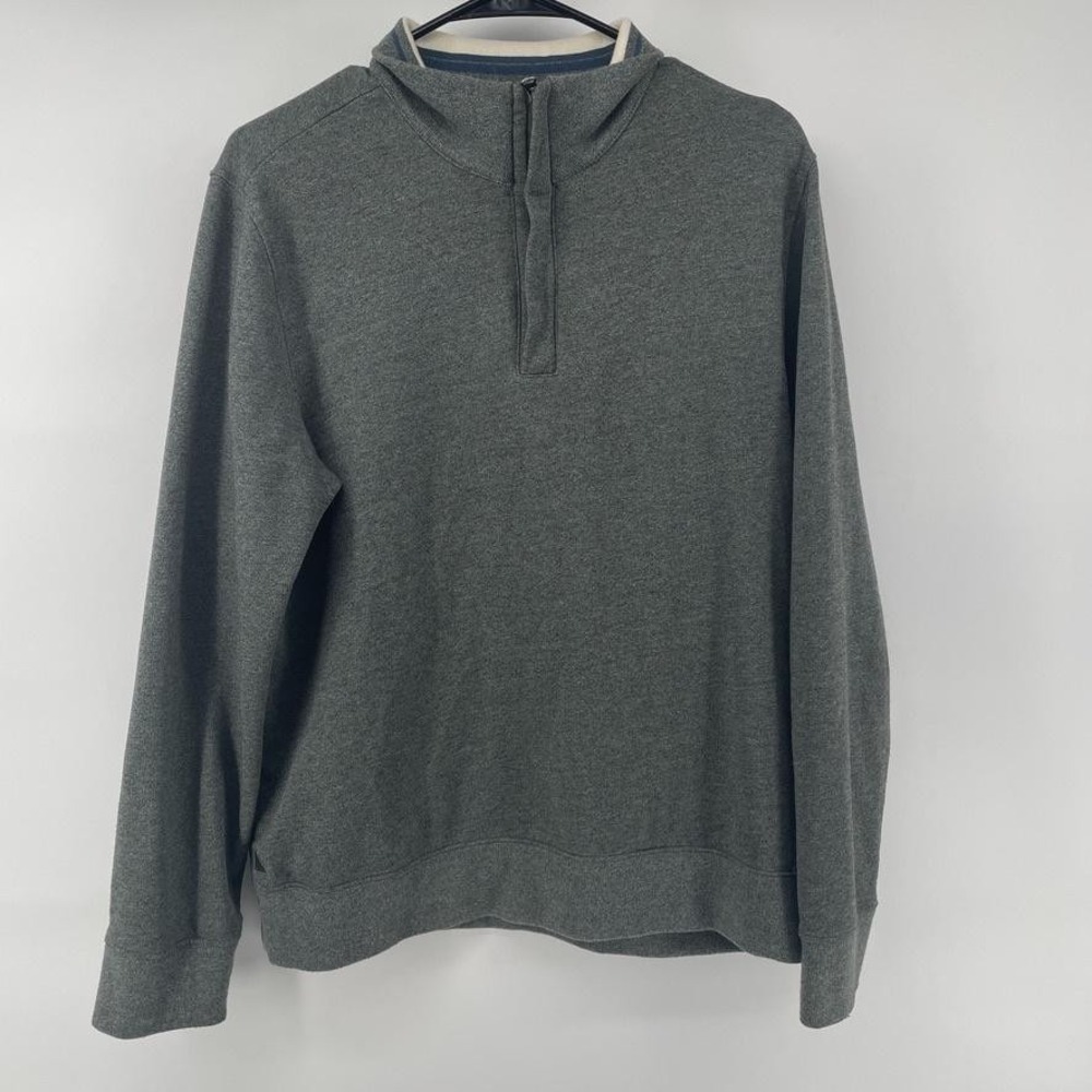 UNTUCKit Sweater Mens Medium Gray Mock Neck 1/4 Zip Knit Pullover Long Sleeve